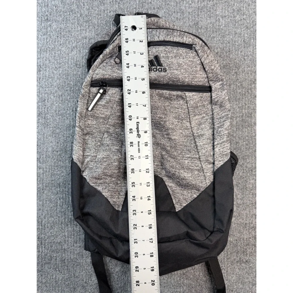 Adidas Threestripelife Backpack Gray Heather Black School Gym Travel Bag - Picture 2 of 7
